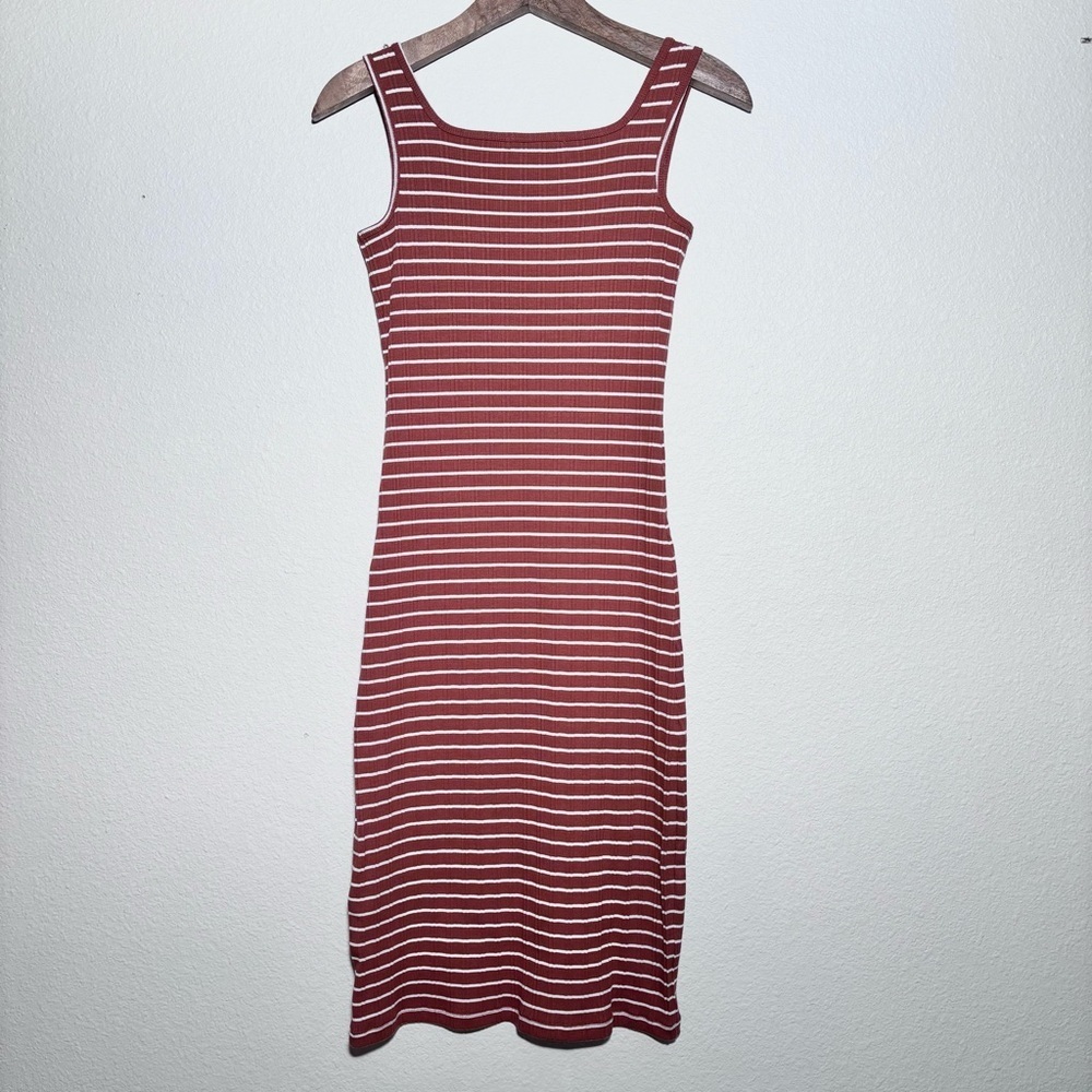 Banana Republic | ribbed striped square neck dress
